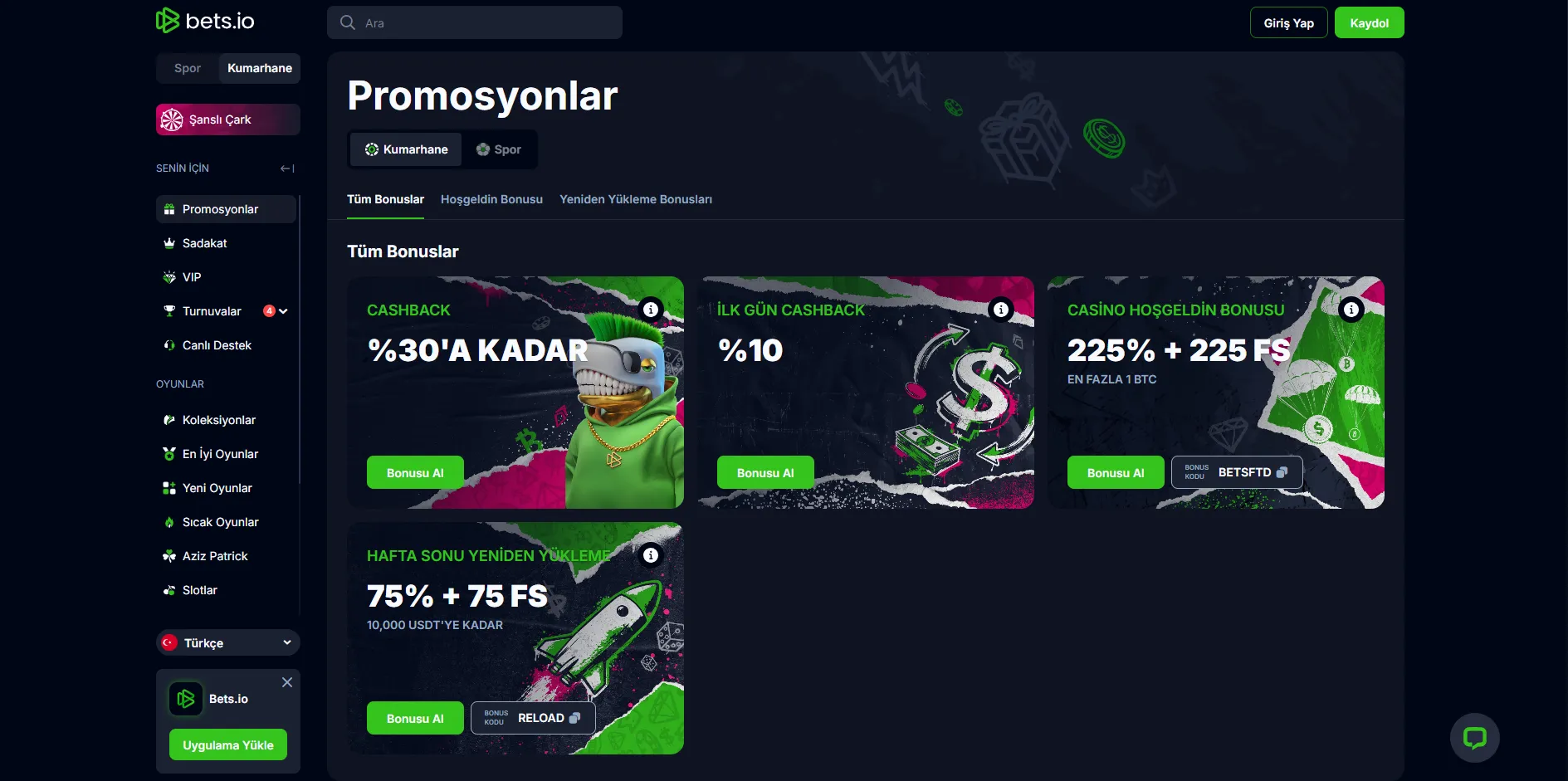 Hoş geldin bonusları ve tekrar yatırım bonusları